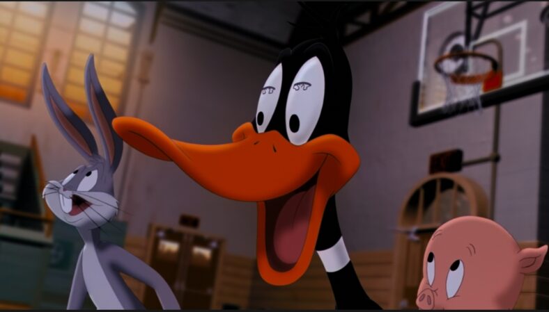 Daffy Duck (Dee Bradley Baker) likes what he sees in Space Jam (1996), Warner Bros. Entertainment