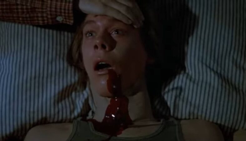 A young Kevin Bacon gets cooked in Friday the 13th (1980) Paramount Pictures