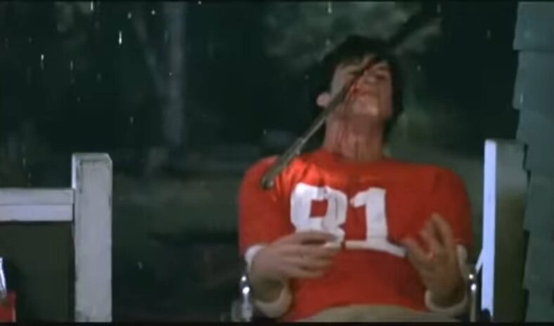 Mark (Tom McBride) gets a facelift before rolling into the next life in Friday the 13th Part 2 (1981) Paramount Pictures