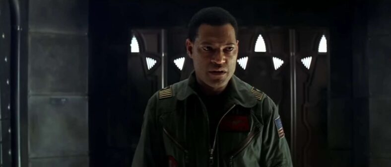 Laurence Fishburne is wishing he stayed in the matrix in Event Horizon (1997) Paramount Pictures 