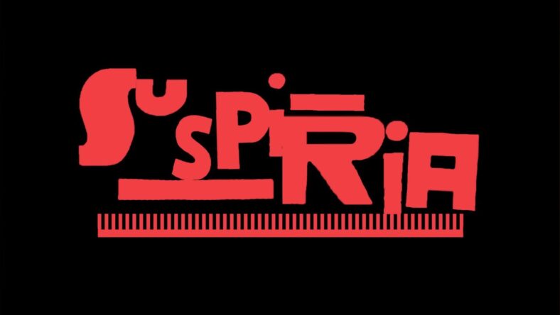 A pop art font coming with a comb just in case of a bad hair day in Suspiria (2018), Amazon Studios 