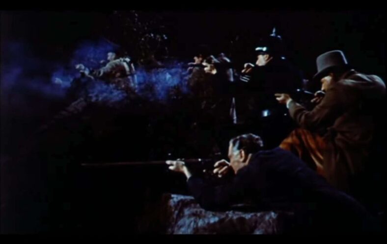 The townspeople sure do love to waste ammo in The Mummy (1959), Hammer Film Productions 