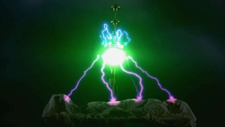 The creation gets zapped to life in Frankenhooker (1990), Shapiro-Glickenhaus Entertainment   