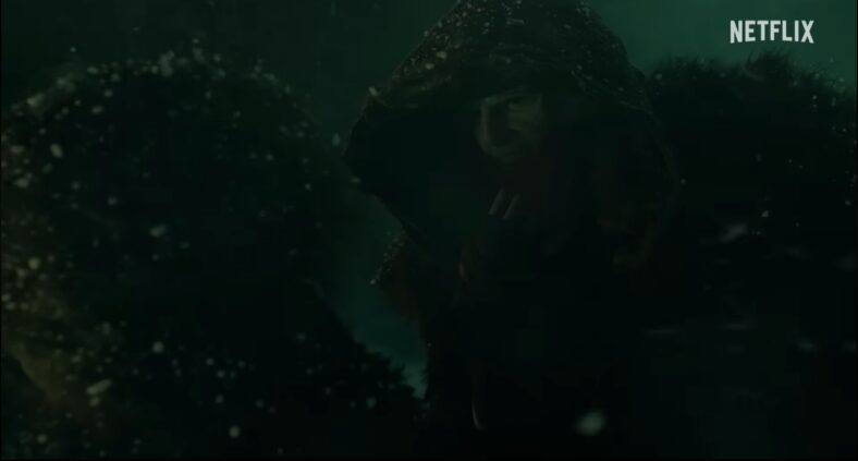 The Monster (Jacob Elordi) says it's a good time to run in Frankenstein (2025), Netflix