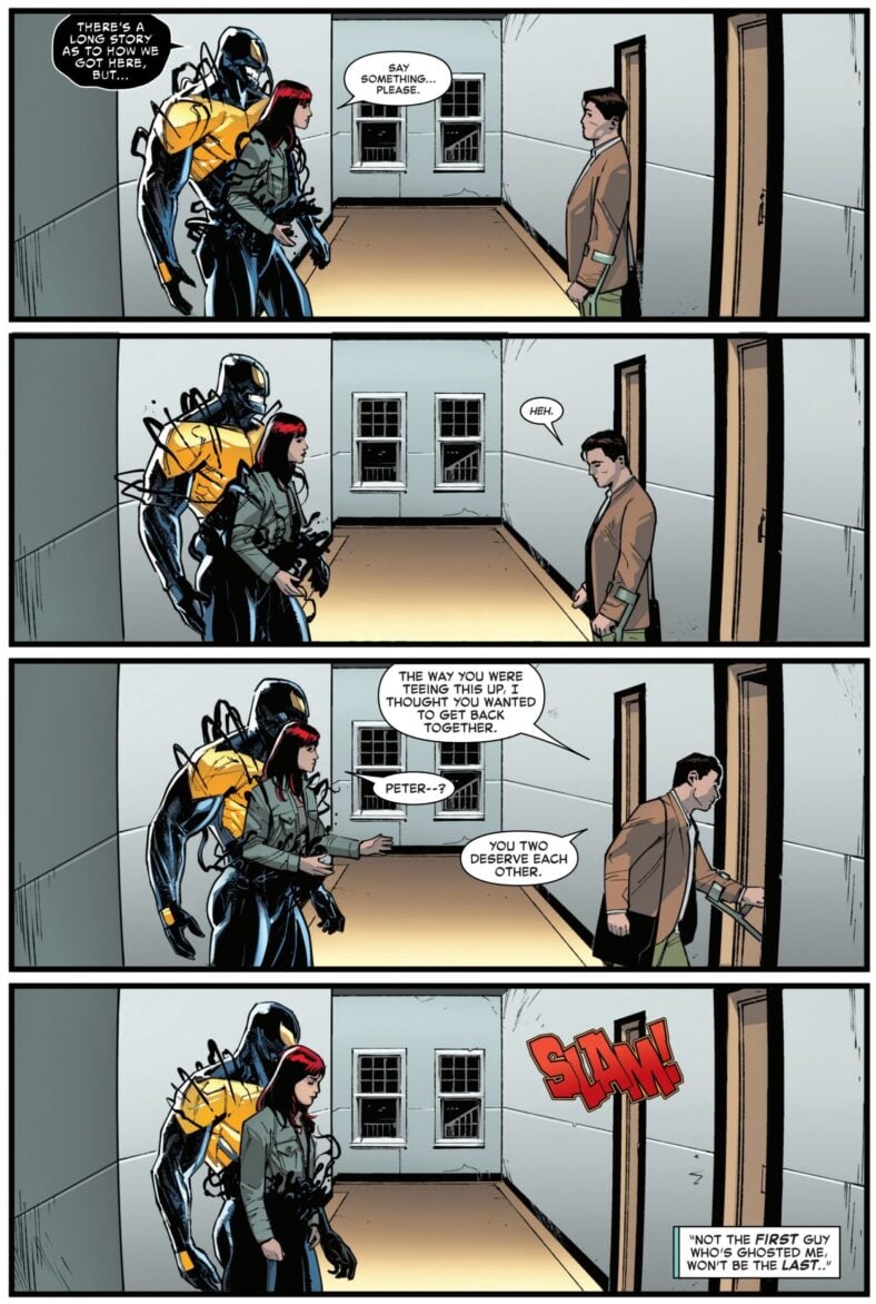 Peter Parker - in reality, Ben Reilly - tells off Mary-Jane and Venom in Amazing Spider-Man Vol. 7 #9 (2025), Marvel Comics. Words by Joe Kelly, art by Michael Dowling, Marte Garcia, and Joe Caramagna.