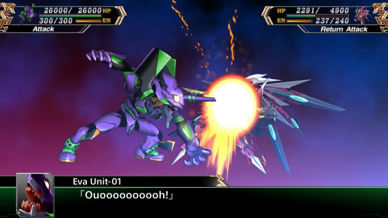 Shinji Ikari (Megumi Ogata) loses control of Unit-01 in Super Robot Wars 30 (2021), Bandai Namco Forge Digital