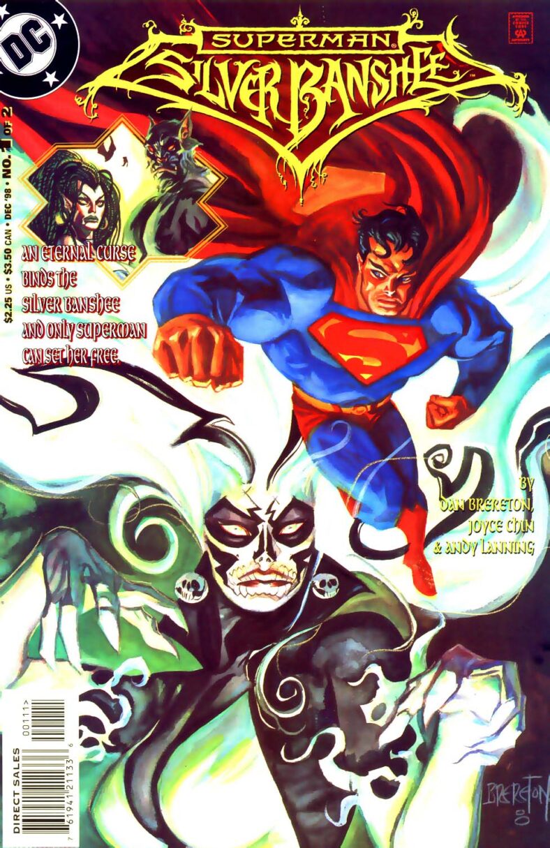 The Man of Steel confronts the villainous Silver Banshee on Dan Brereton's cover to Superman/Silver Banshee Vol.1 Issue #1 (1998), DC Comics