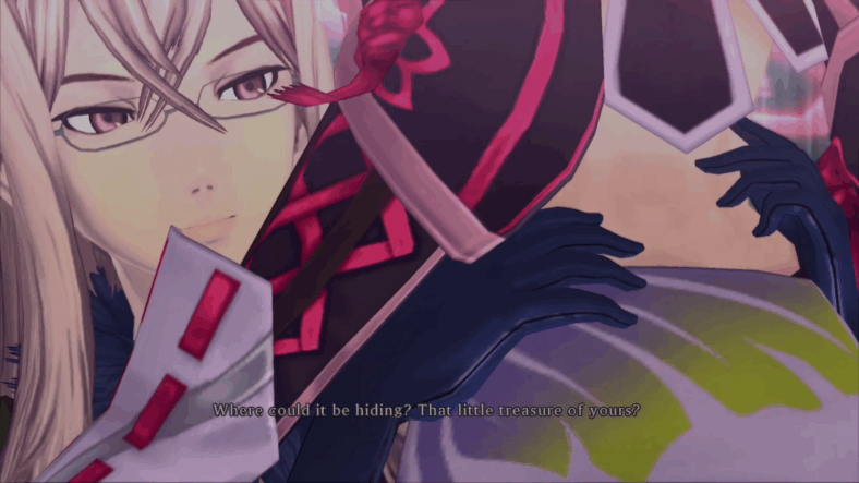 Presa (Rina Satô) frisks Milla (Yuna Somei) a little too closely in Tales of Xillia (2011), Namco Bandai Games