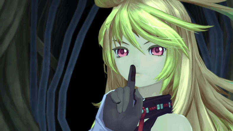 Milla Maxwell (Miyuki Sawashiro) shushes a witness in Tales of Xillia Remastered (2025), Bandai Namco Entertainment