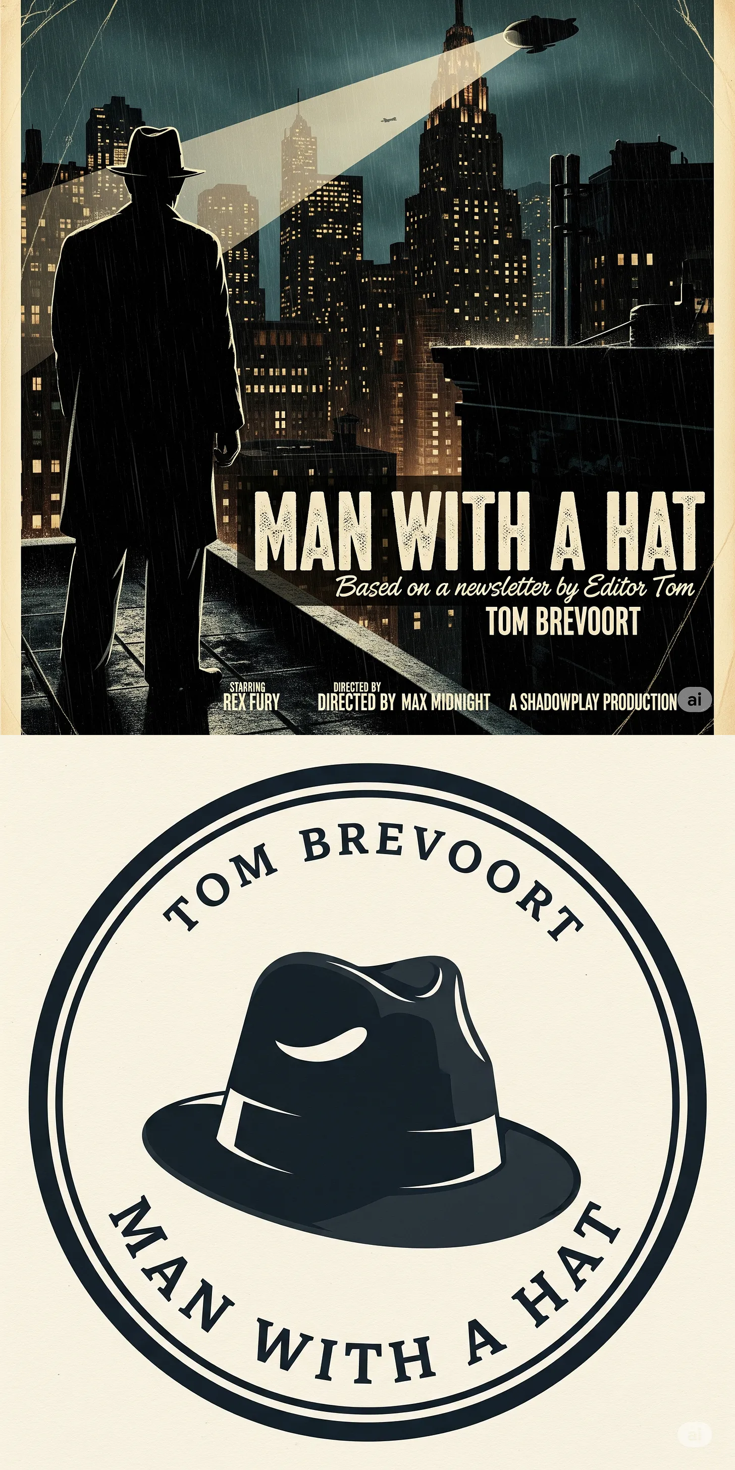 Marvel Comics Executive Editor Tom Brevoort's Google AI generated branding for his 'Man With A Hat Substack Blog'
