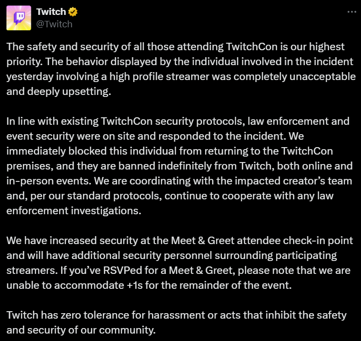 Twitch issues a statement after Emiru is assaulted at TwitchCon via X