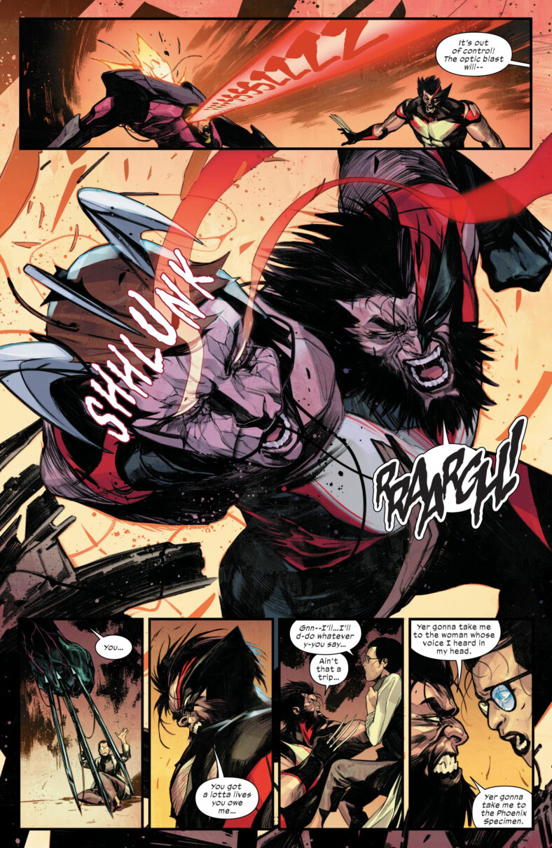 The Winter Soldier tears through the Summers model Sentinel in Ultimate Wolverine Vol. 1 #12 (2025), Marvel Comics. Words by Chris Condon, art by Alessandro Cappuccio, Bryan Valenza, and Cory Petit.