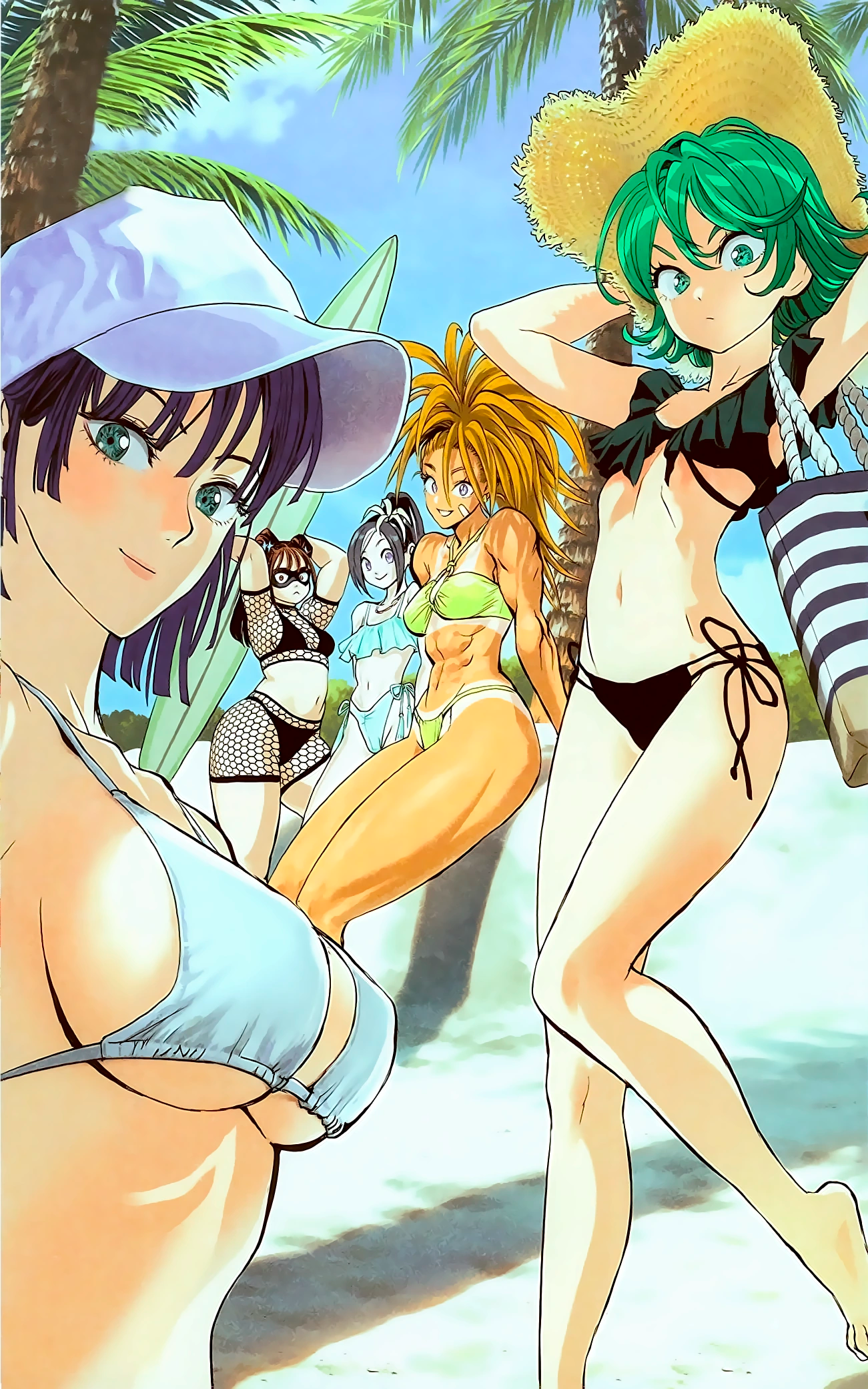 The ladies of The Hero Association hit the beach on Yusuke Murata's cover page to One-Punch Man Vol. 25 "Drive Knight" 2022), Shueisha