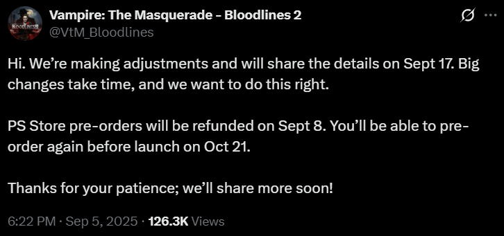 Vampire: The Masquerade - Bloodlines 2 (@VtM_Bloodlines) via X