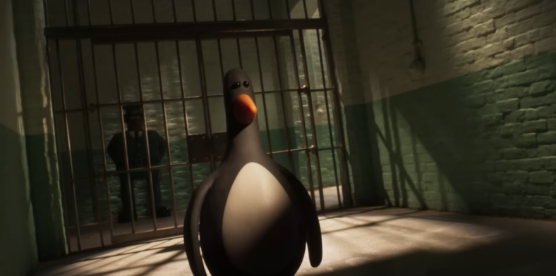 Feathers McGraw goes down in Wallace & Gromit: Vengeance Most Fowl (2024), Aardman Animations