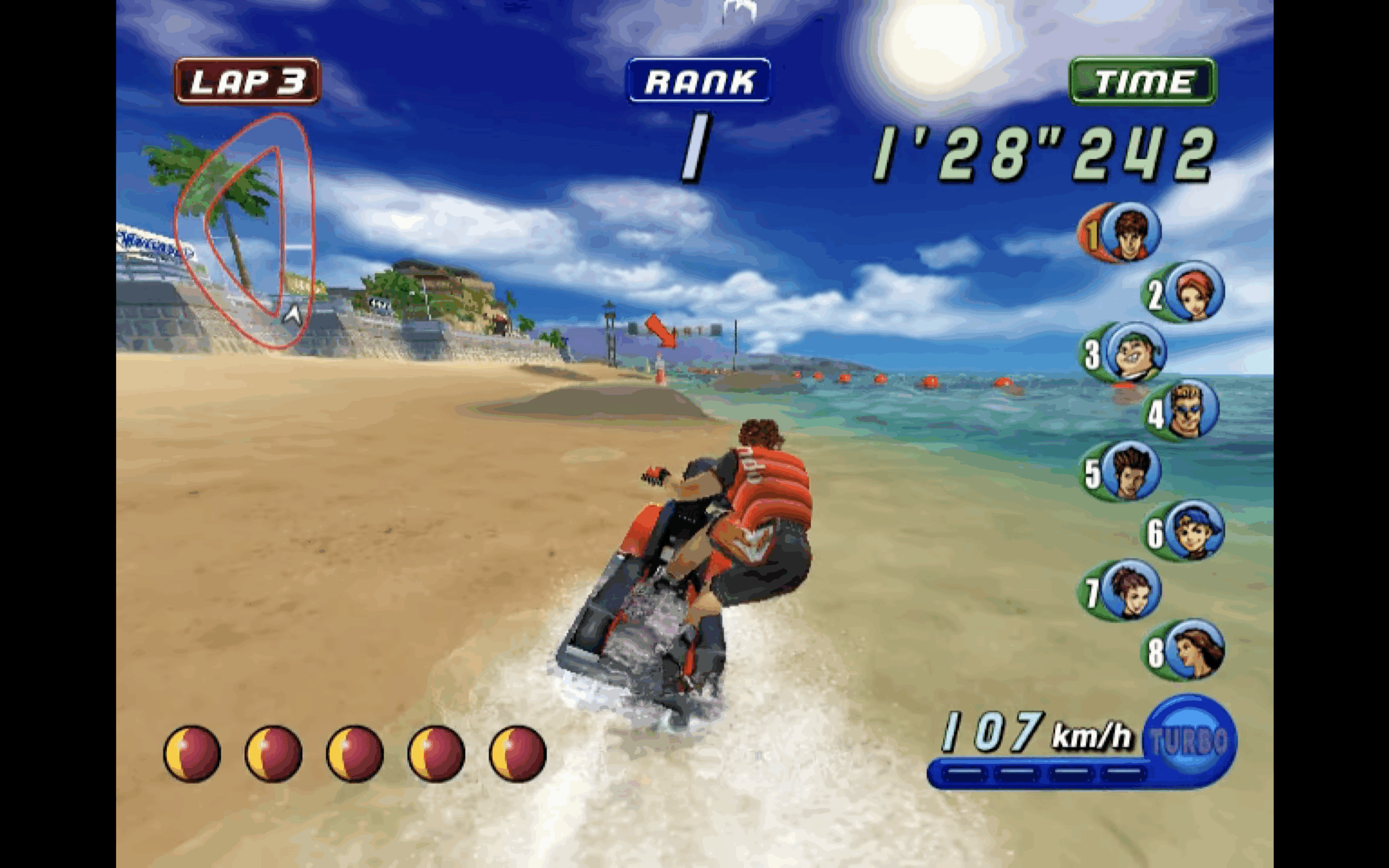 Ryota Hayami takes the lead in Wave Race: Blue Storm (2001), Nintendo