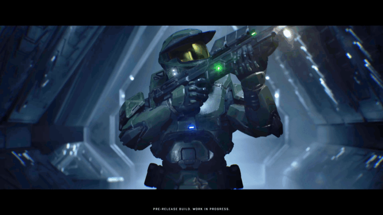 Master Chief (Steve Downes) makes his way into the belly of Installation-04 in Halo: Campaign Evolved (2026), Halo Studios