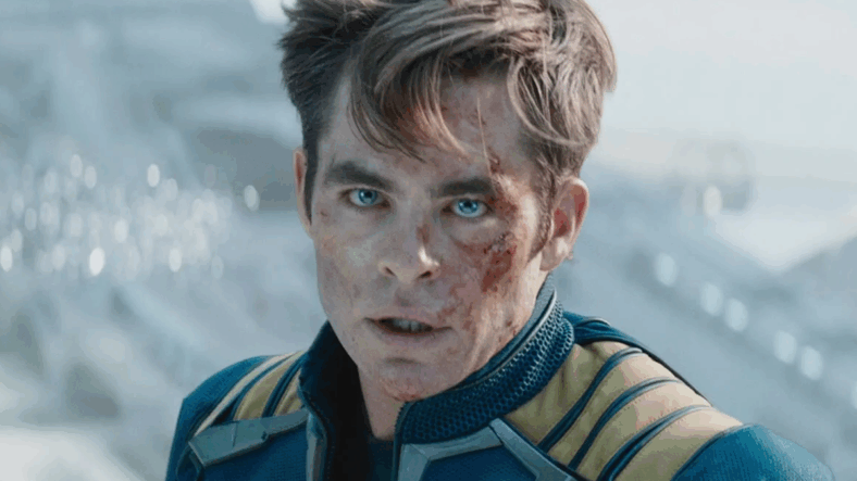 Kirk (Chris Pine) goes one-on-one with Krall (Idris Elba) in Star Trek Beyond (2016), Paramount Pictures