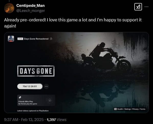 'Days Gone' fans are torn on Sony's announcement that the Studio Bend cult classic will be getting a remaster.