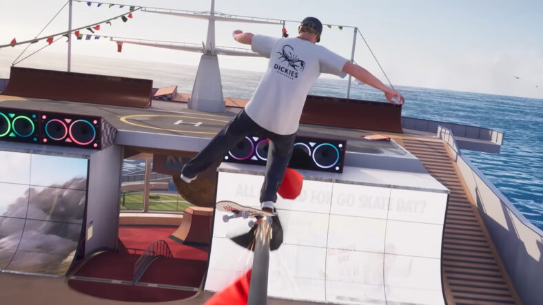 A skater takes the high road on the THPS3 Cruise Ship map in Tony Hawk's Pro Skater 3+4 (2025), Activision