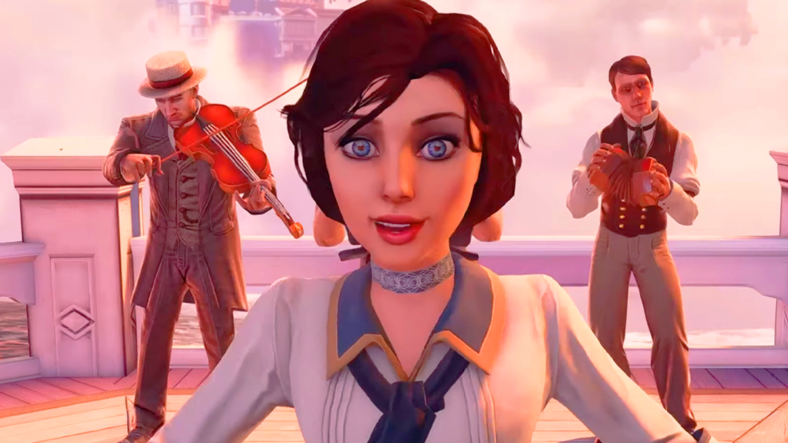 Elizabeth (Courtnee Draper) enjoys the fresh air of Rapture in BioShock Infinite (2013), Irrational Games