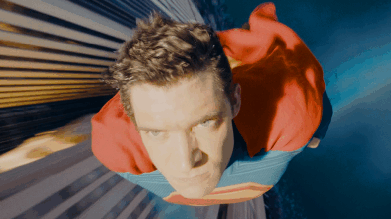 Superman (David Corenswet) rushes to stop Lex Luthor (Nicholas Hoult) from escaping into his pocket universe in Superman (2025), DC Studios