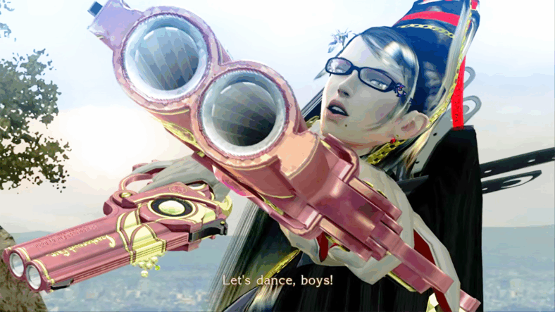 Bayonetta (Atsuko Tanaka) readies herself for another dance in Bayonetta (2009), Sega