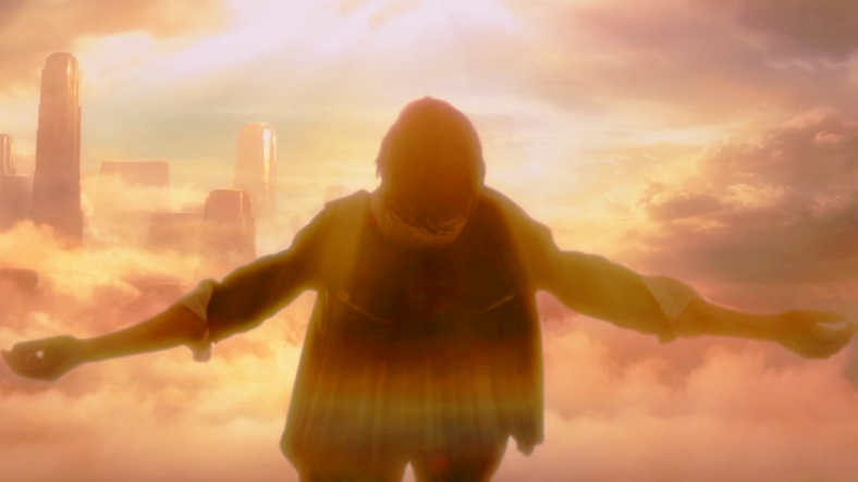 John Constantine (Keanu Reeves) ascends to the Pearly Gates in Constantine (2005), Warner Bros. Pictures