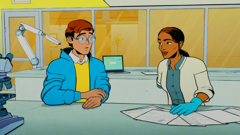 Dr. Carla Connors (Zehra Fazal) explains the scope of Peter Parker's (Hudson Thames) new internship in Your Friendly Neighborhood Spider-Man Season 1 Episode 2 "The Parker Luck" (2025), Marvel Entertainment