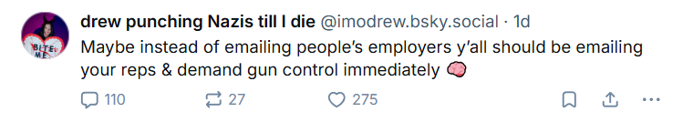 Drew Harrison reveals her employers has been getting emails over her joke via Bluesky