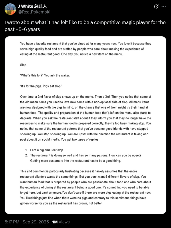 'Magic: The Gathering' pro player Jeffrey White voices his criticisms with the game's growing turn towards the Commander format.