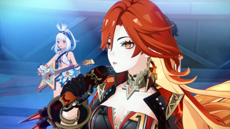 Mavuika (Komatsu Mikako) and Mualani (Toyama Nao) rock the crowd in Genshin Impact (2020), HoYoverse