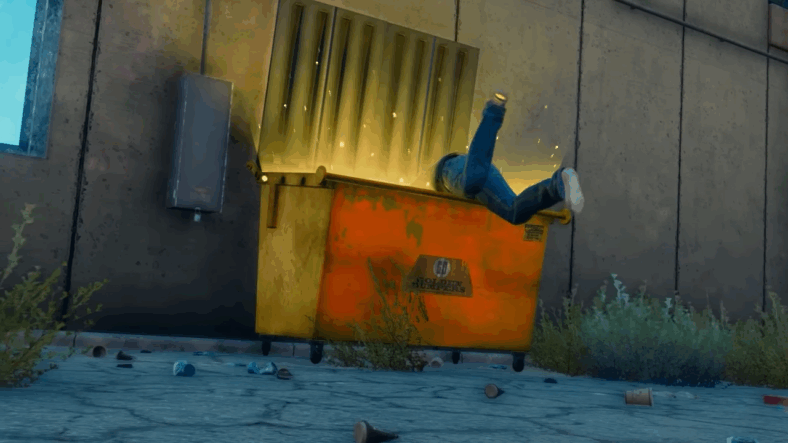 The player digs through garbage in Saints Row (Unreleased Alpha Build), Deep Silver Volition