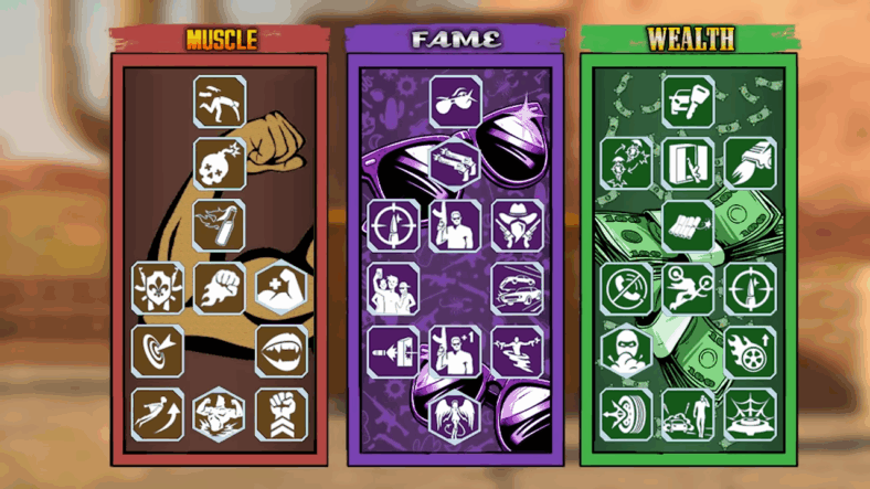 The three skill trees in the vertical slice in Saints Row (Unreleased Alpha Build), Deep Silver Volition