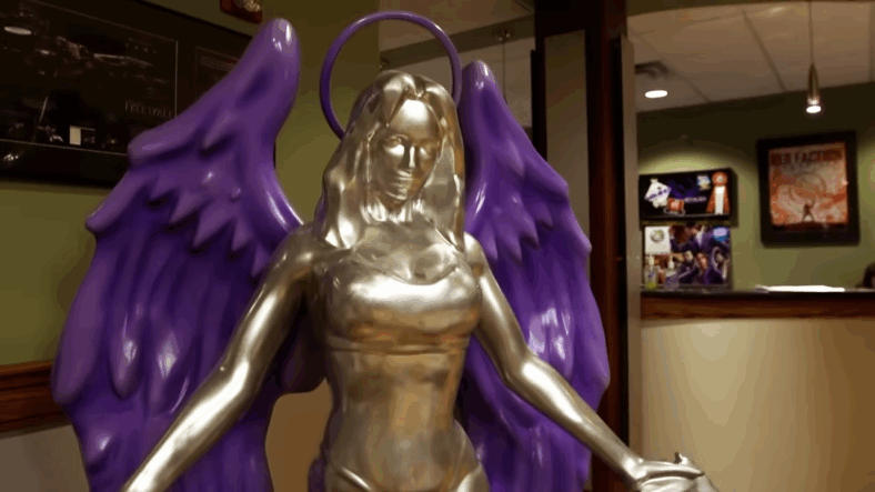 The Saint of all Saints statue in My 2019 Visit to Volition & the Saints Row We Never Got (Part 1) (2025), YouTube