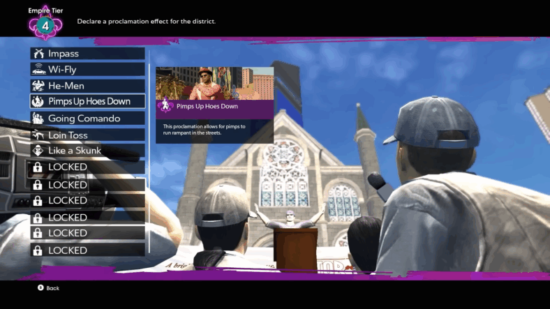 Proclamations in the vertical slice in Saints Row (Unreleased Alpha Build), Deep Silver Volition