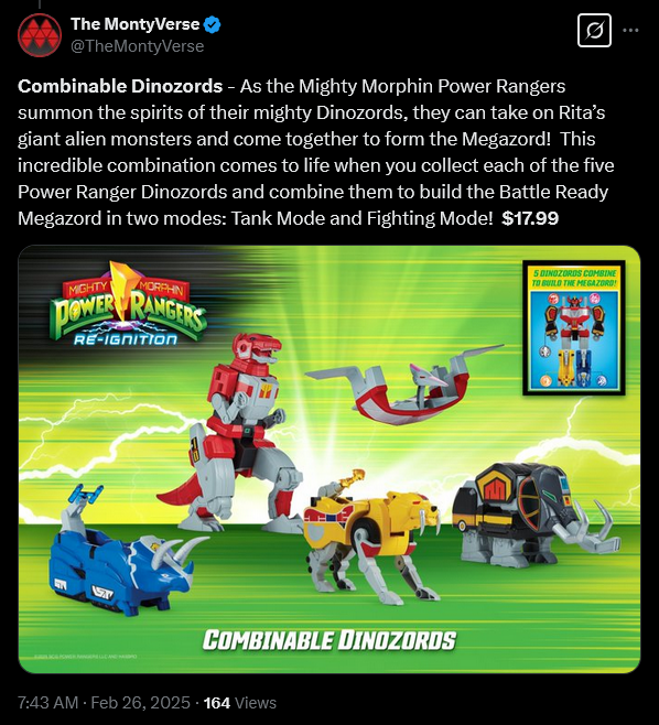 YouTuber The MontyVerse reveals information about Hasbro and Playmates' upcoming 'Mighty Morphin' Power Rangers Re-Ignition' line.