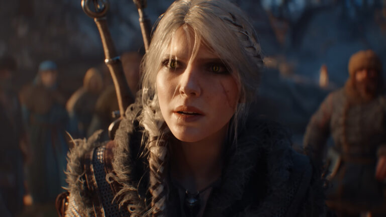 Ciri (Ciara Berkeley) offers her monster-killing services to a worried village in The Witcher 4 (TBA), CD Projekt Red