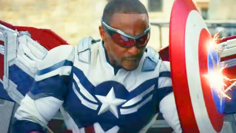 Sam Wilson (Anthony Mackie) takes on a gang of Serpent Society members in Captain America: Brave New World (2025), Marvel Entertainment