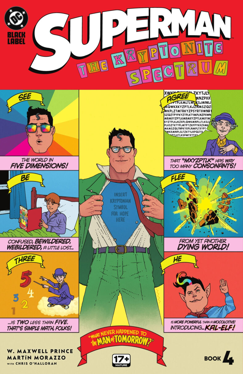 Kal-El finds his reality the plaything of the Fifth Dimension's Imp population on Martín Morazzo and Chris O'Halloran's cover to Superman: The Kryptonite Spectrum Vol. 1 #4 (2025), DC