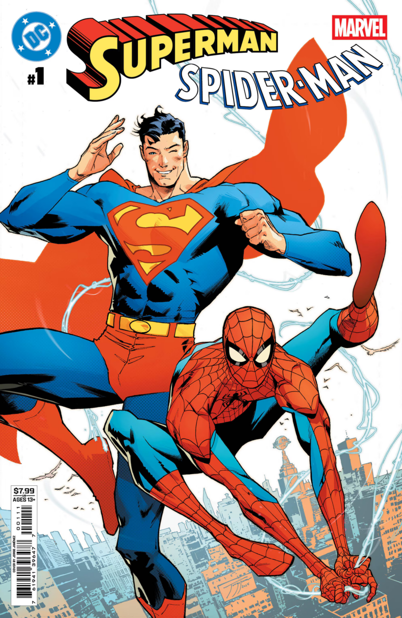 The Man of Steel reunites with the Wall-crawler on Dan Mora's standard cover to Spider-Man/Superman Vol. 1 #1 (2026), Marvel Comics/DC