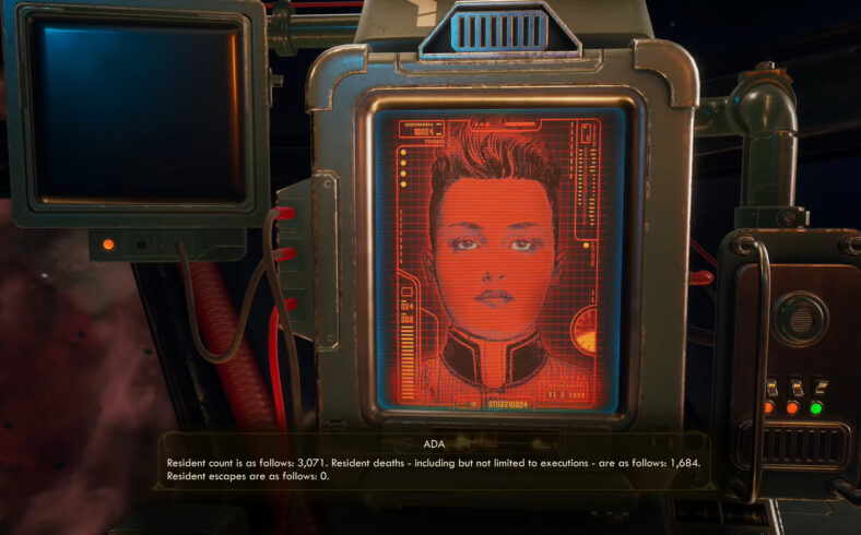 Ada (Courtenay Taylor) provides a status update to the player in The Outer Wilds (2019), Obsidian Entertainment