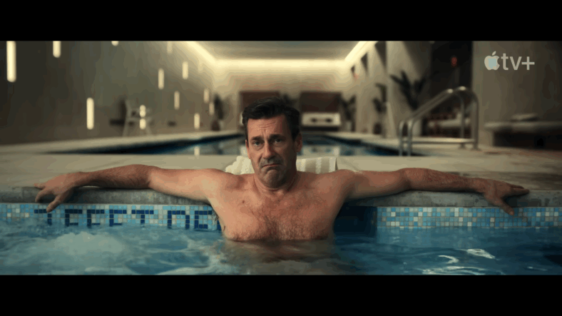 Coop (John Hamm) in a hot tub just before being told he is fired in Your Friends & Neighbors Season 1 Episode 1 "This Is What Happens" (2025), Apple TV+
