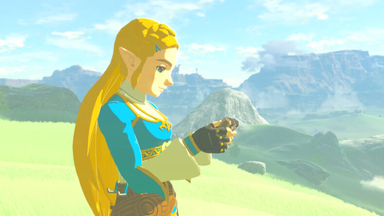 Zelda (Yu Shimamura) takes a breather after her latest adventure in The Legend of Zelda: Breath of the Wild (2017), Nintendo